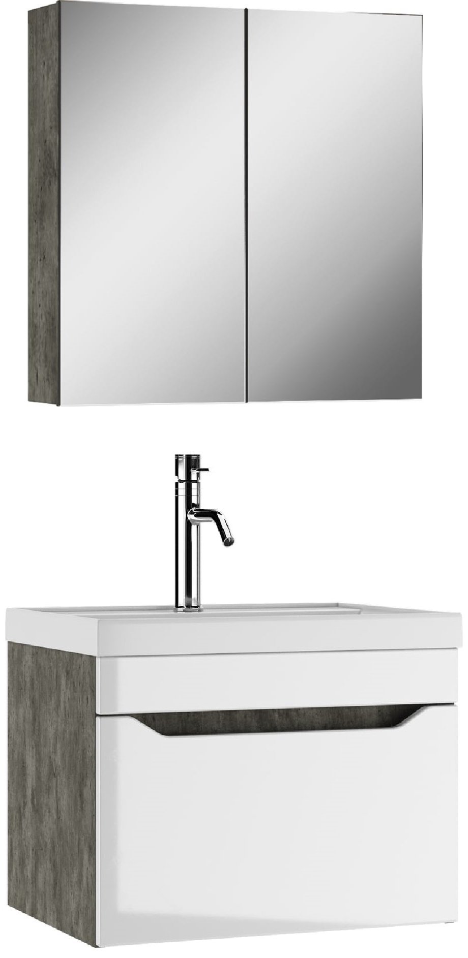 Комплект для ванной KABINKA.KZ Адай (шкаф, тумба под раковину, раковина) белый, серый