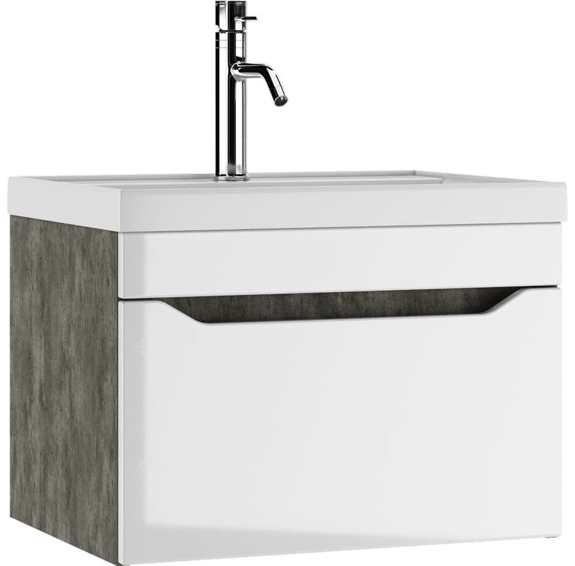 Комплект для ванной KABINKA.KZ Адай (шкаф, тумба под раковину, раковина) белый, серый