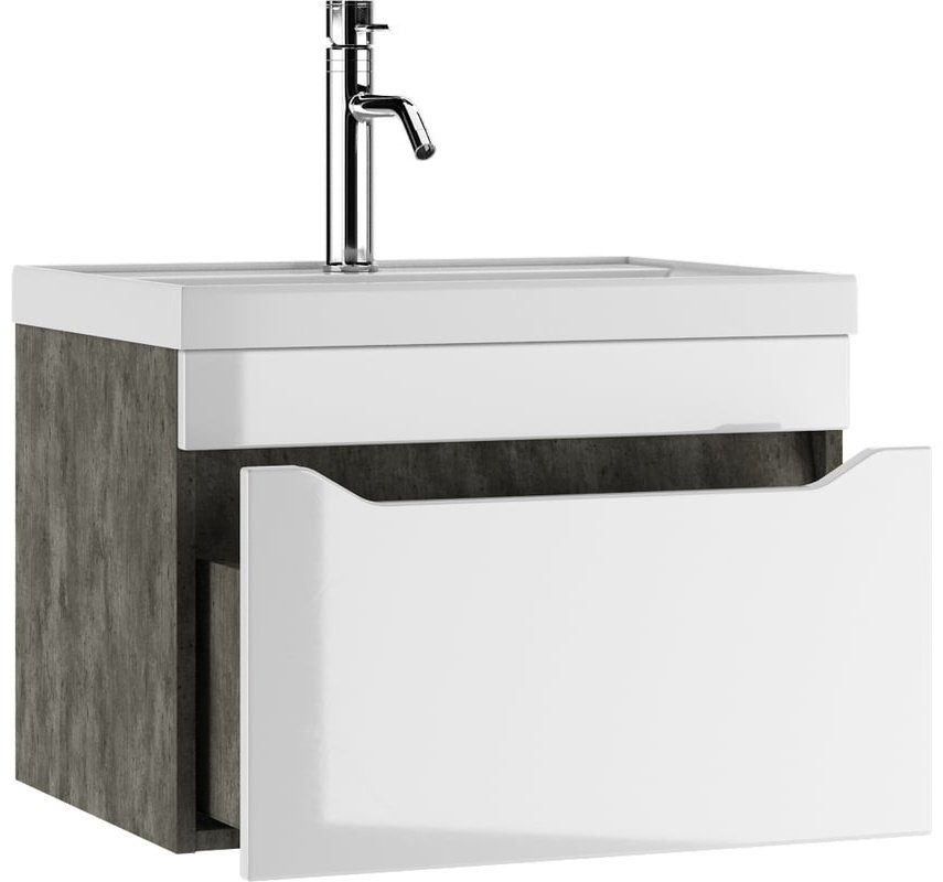 Комплект для ванной KABINKA.KZ Адай (шкаф, тумба под раковину, раковина) белый, серый