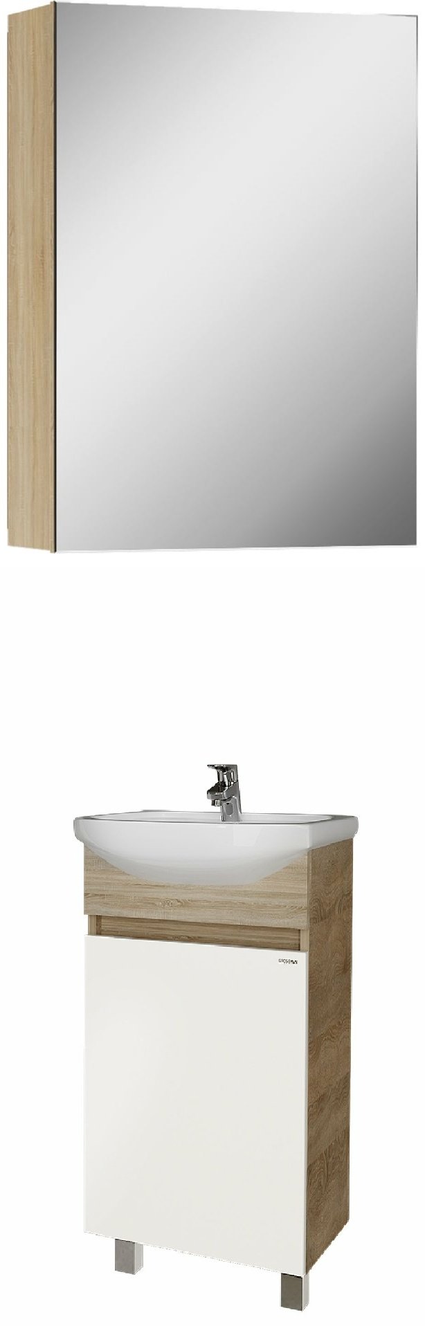 Комплект для ванной KABINKA.KZ Адай (шкаф, тумба под раковину, раковина) белый, коричневый