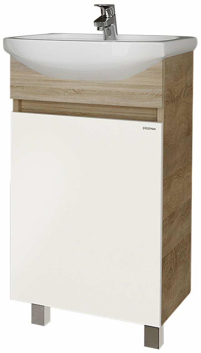 Комплект для ванной KABINKA.KZ Адай (шкаф, тумба под раковину, раковина) белый, коричневый