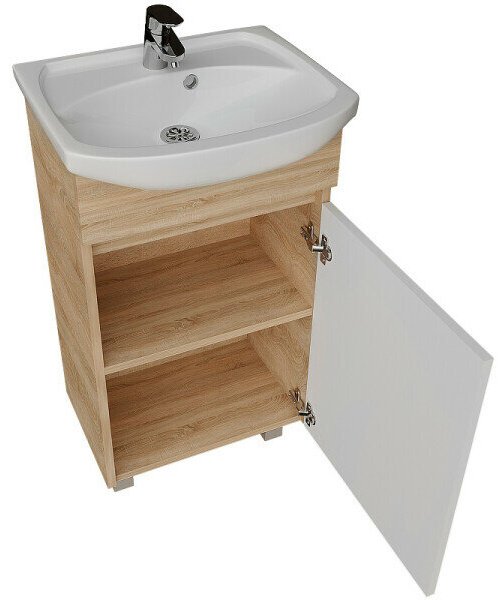 Комплект для ванной KABINKA.KZ Адай (шкаф, тумба под раковину, раковина) белый, коричневый