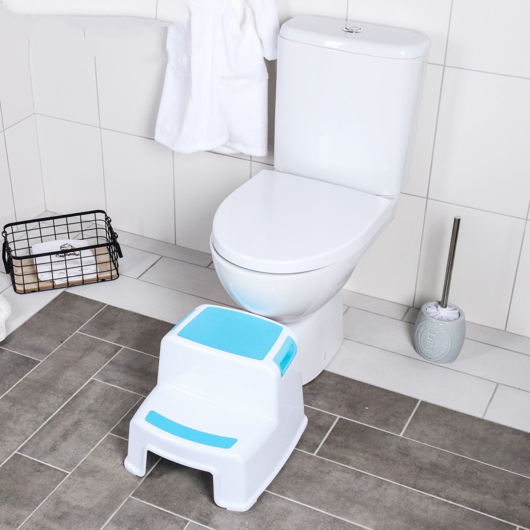 Табурет-подставка Тт001, пластик, 33x26x36 см, белый, синий