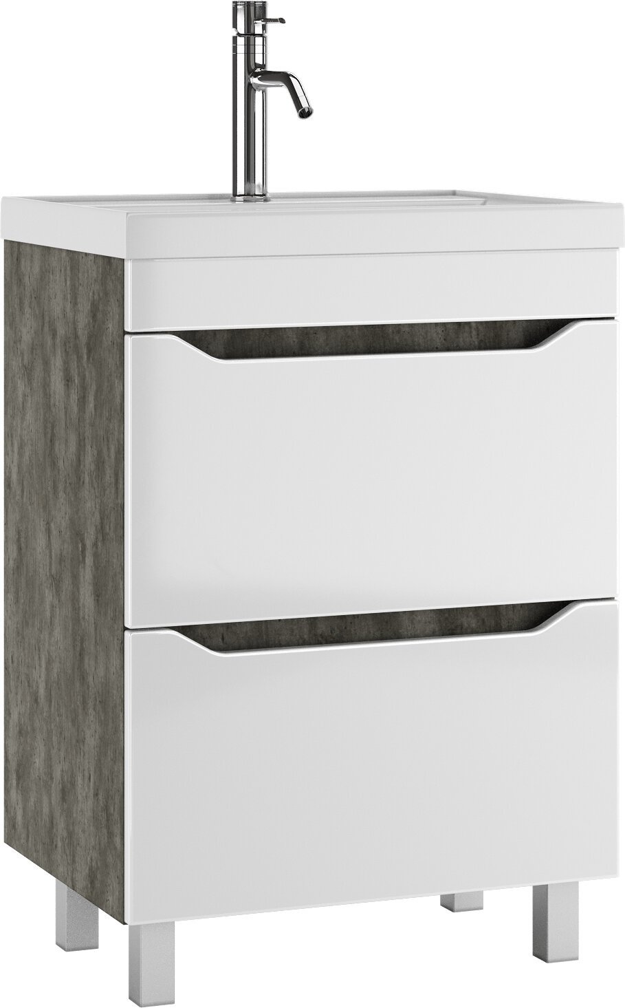 Комплект для ванной KABINKA.KZ Адай (шкаф, тумба под раковину, раковина) белый, серый