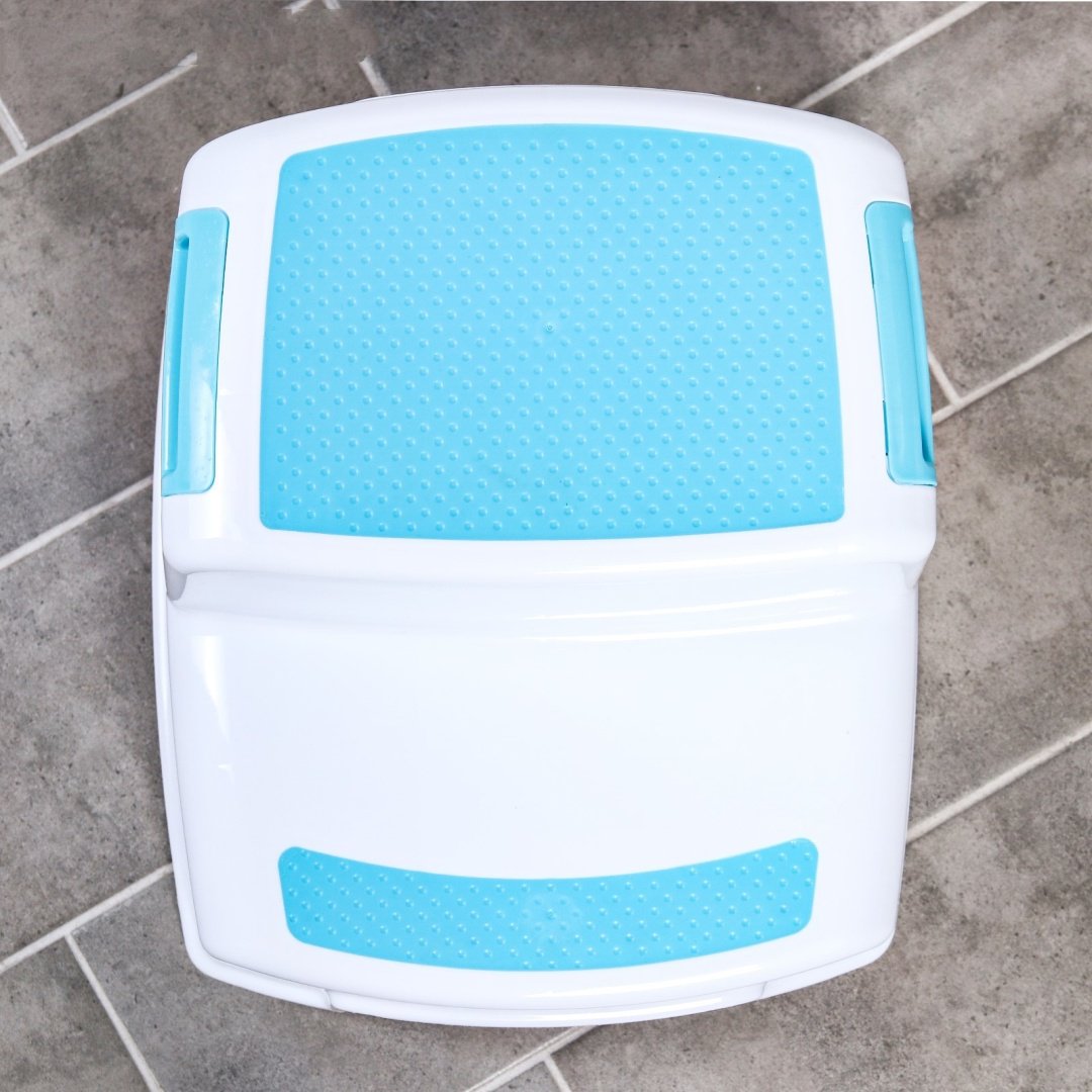 Табурет-подставка Тт001, пластик, 33x26x36 см, белый, синий