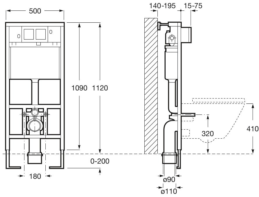 Рамная инсталляция Roca Duplo WC 7890090020
