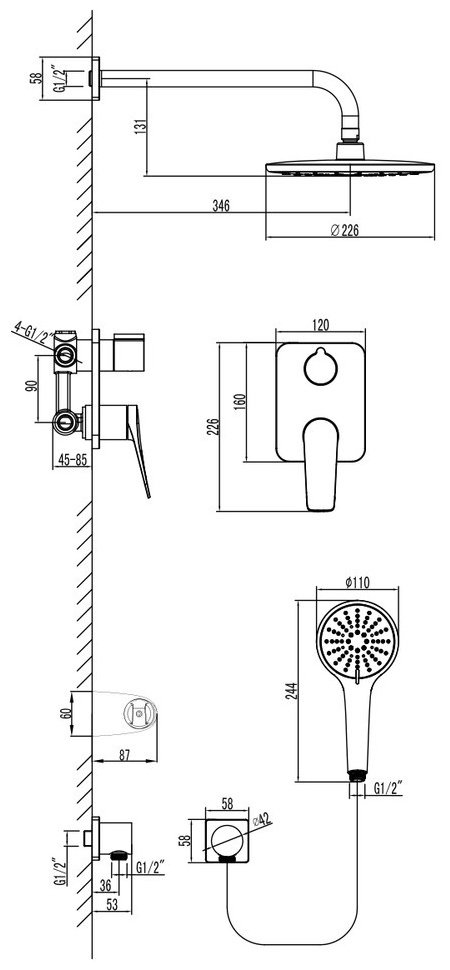 Lemark душевой набор (гарнитур) LM3729GM купить,0
