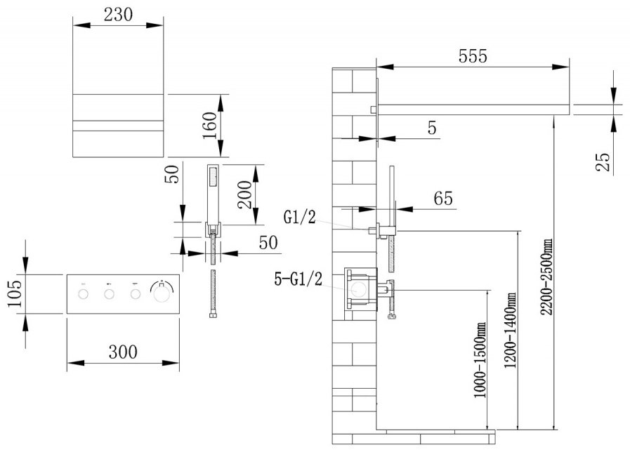 Душевая система Abber Rund AF8752 хром