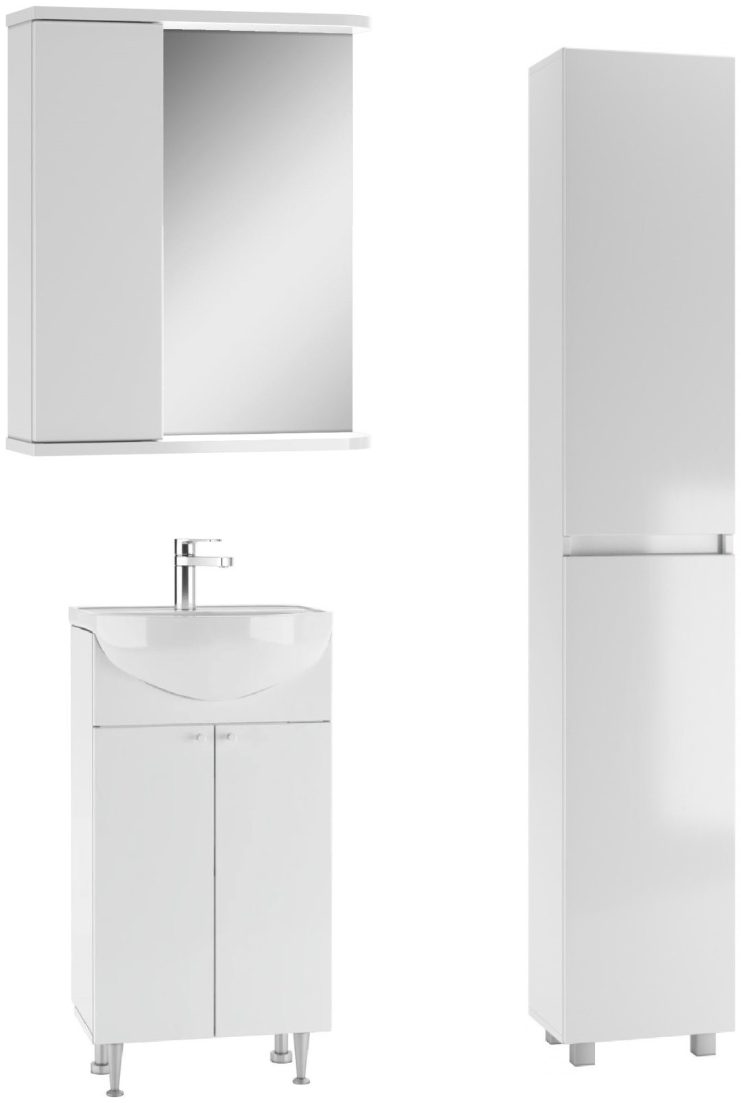 Комплект для ванной KABINKA.KZ Байтерек (шкаф, шкаф-пенал, тумба под раковину, раковина) белый