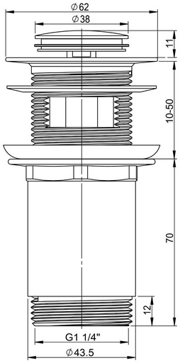 Донный клапан с переливом Wellsee Drainage System 182133000 1 1/4