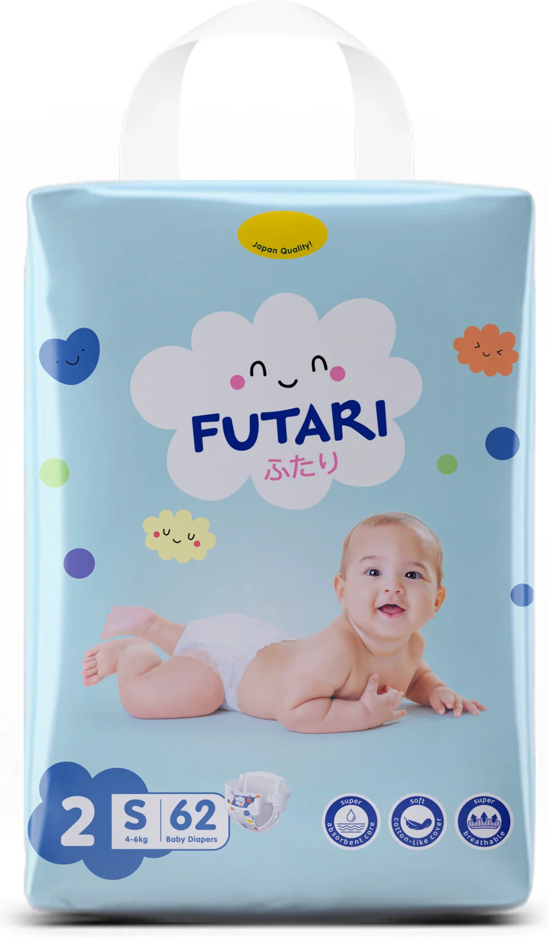 Подгузники Futari 4-6кг S 62шт купить,NaN