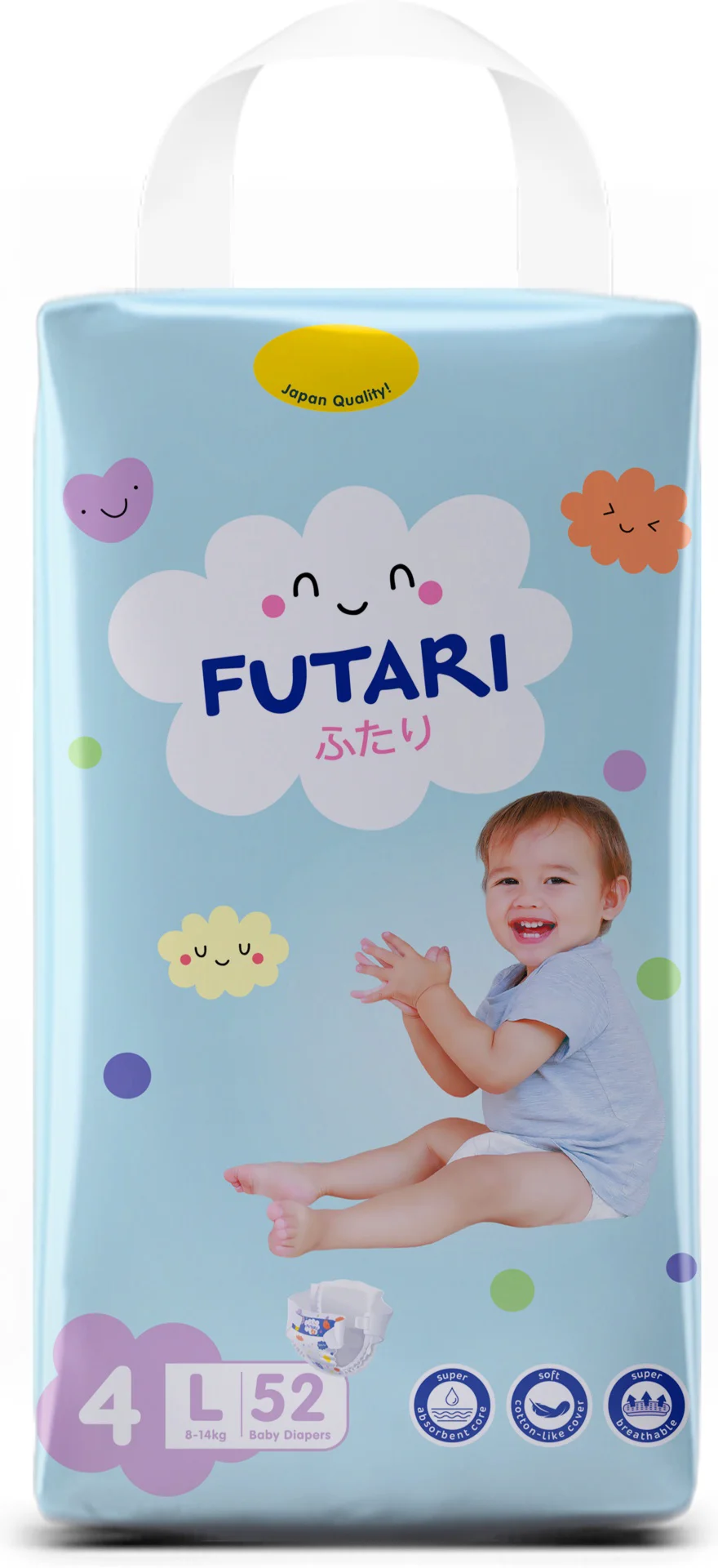 Подгузники Futari 12-20кг L 52шт купить,NaN