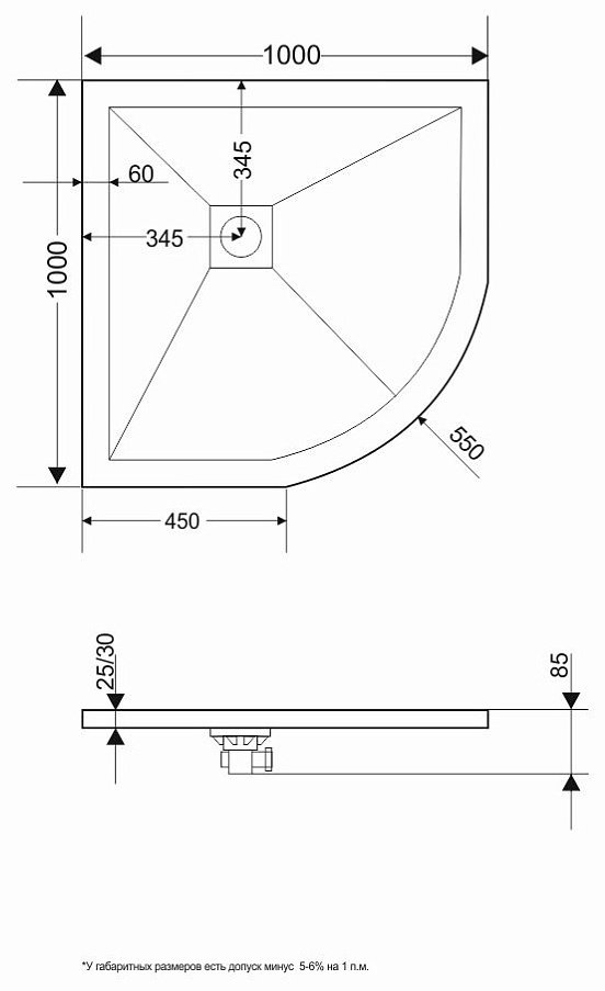 Душевой поддон Grossman GR-S1100100 100x100 низкий