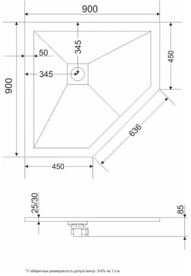 Душевой поддон Grossman GR-S19090D 90x90 низкий купить,NaN