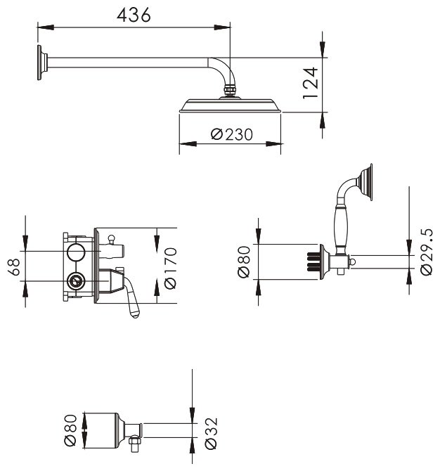 Rose душевой набор (гарнитур) R0235H купить,NaN