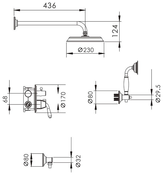 Rose душевой набор (гарнитур) R0235H купить,NaN