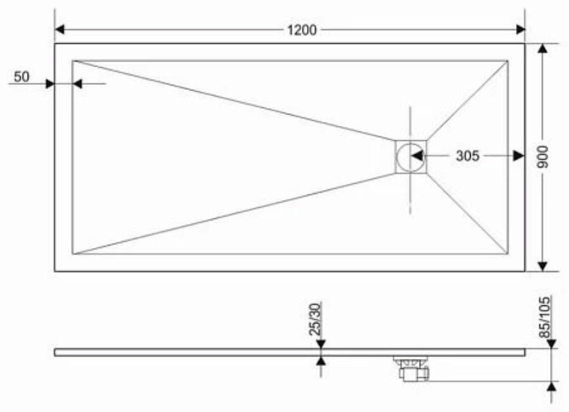 Душевой поддон KABINKA.KZ GR-S190120Q 120x90 низкий