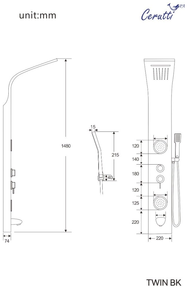 Cerruti душевая панель TWIN S