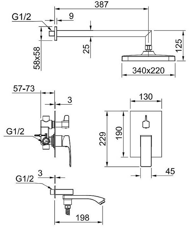 Raglo душевой набор (гарнитур) R01.27.03
