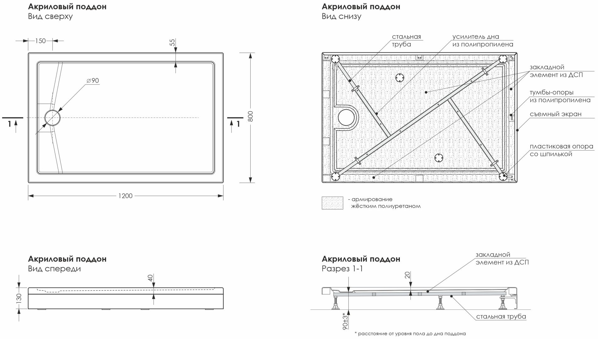 Душевой поддон МетаКам Apart 120x80 средний купить,NaN