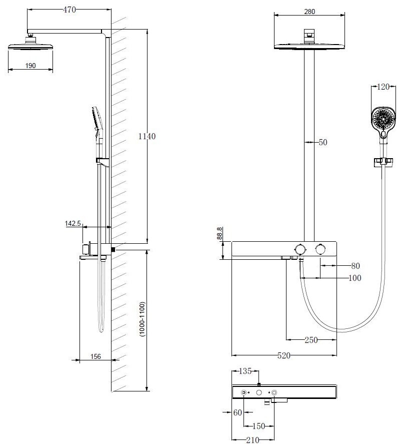Vincea душевой набор (гарнитур) VSFS-3I13TCH