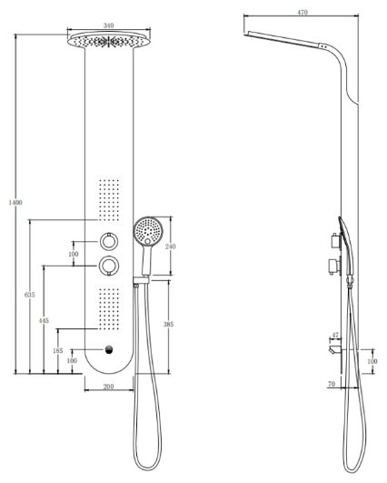 Taliente душевая панель TA-G-A03Bb+s