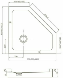 Душевой поддон Veconi TZ53-90-C5 90x90 низкий