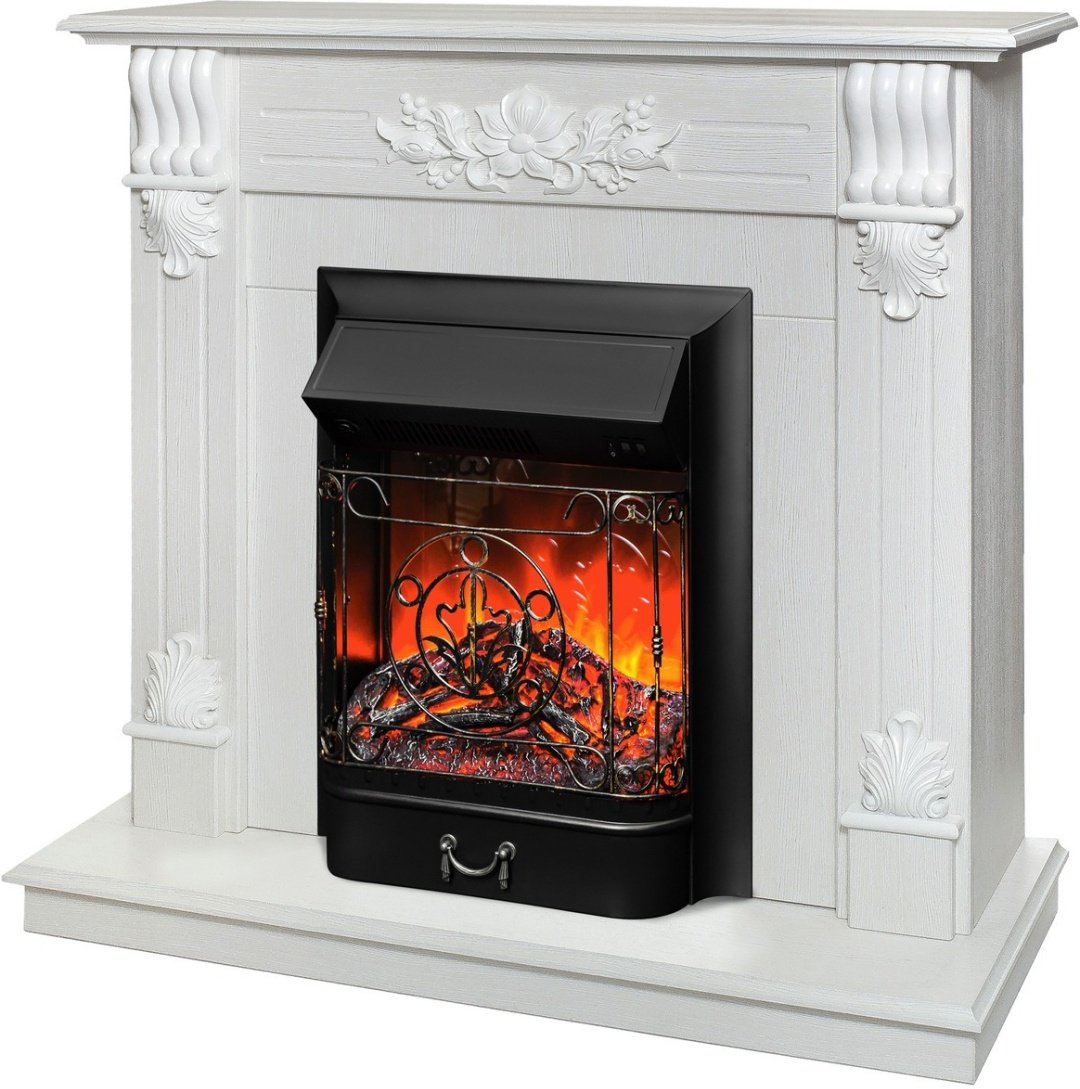 Электрокамин Real Flame напольный Ottawa WT с очагом Majestic Lux Black