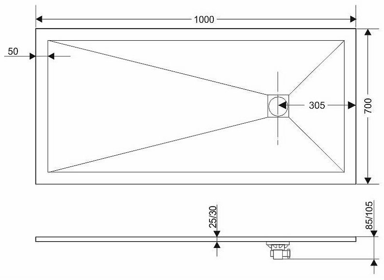 Душевой поддон Grossman GR-S170100Q 100x70 низкий купить,NaN