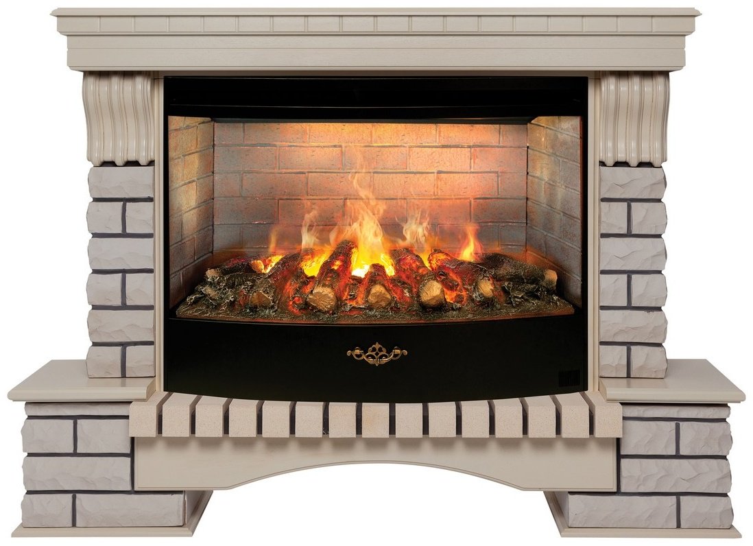 Электрокамин Real Flame напольный Country 33/33W WT с очагом 3D Firestar 33