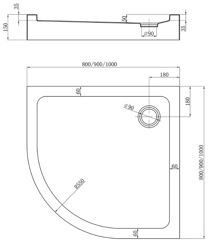Душевой поддон Veconi TZ51 Арт. TZ51-80-C5 80x80 средний