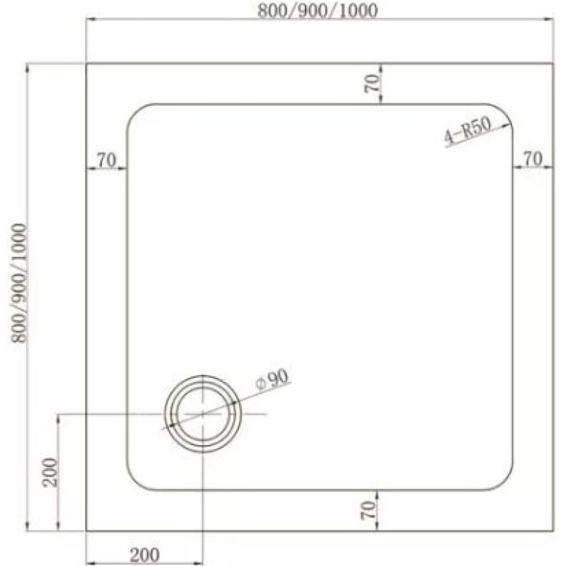 Душевой поддон Veconi TZ-52 Арт. TZ52-100-C5 100x100 средний