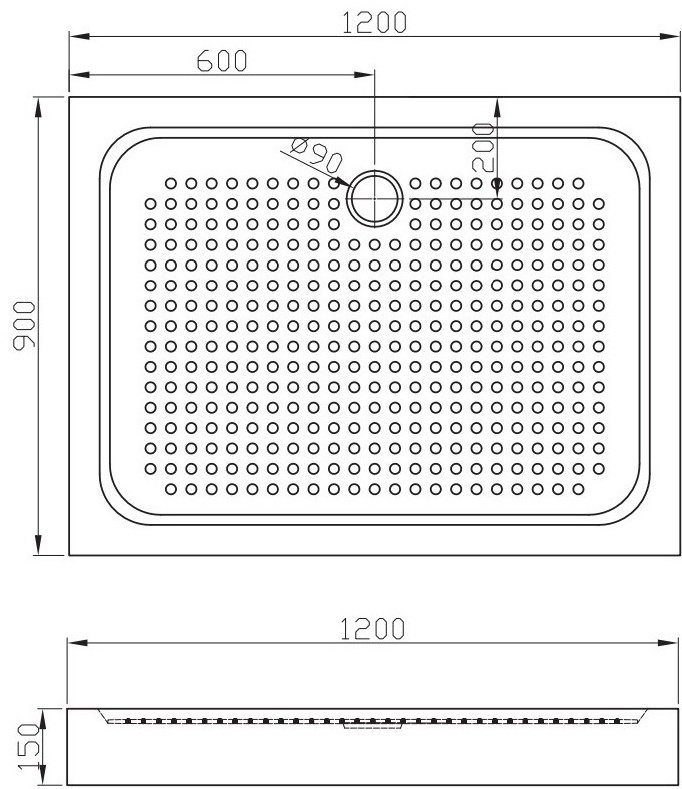 Душевой поддон KABINKA.KZ TAS129-K 120x90 низкий