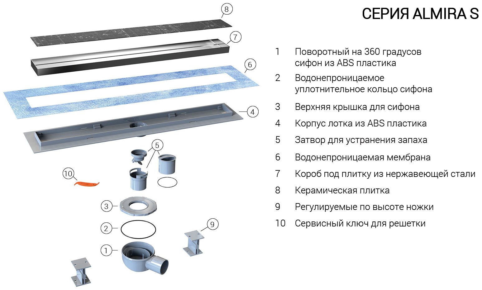 Vincea трап ALMIRA -S 602.70.S.U (12.5х70 см) купить,0