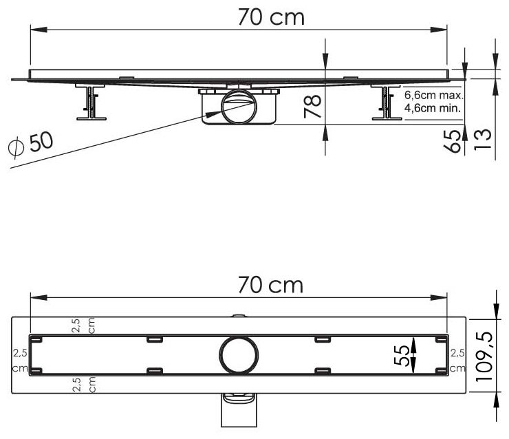 Vincea трап ALMIRA -S 602.70.S.U (12.5х70 см) купить,0