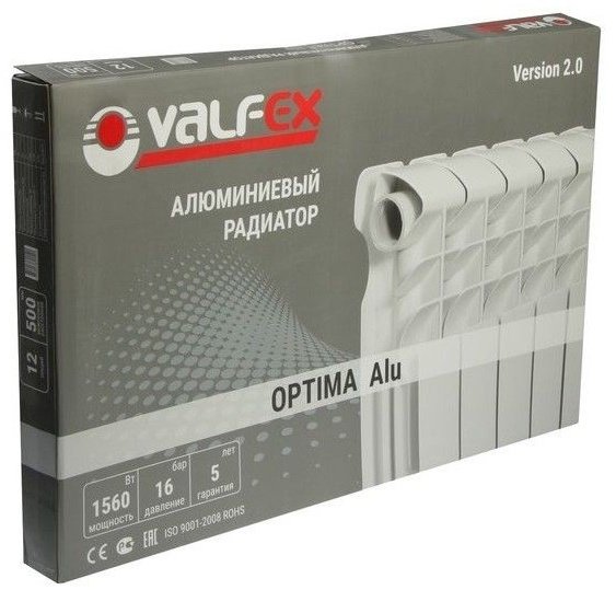 Радиатор VALFEX секционный Version 2 CO-BQ500A/10L алюминиевый, кол-во секций: 10