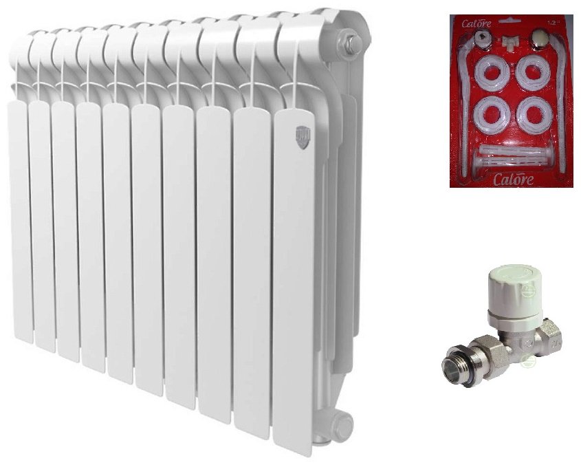 Радиатор Royal Thermo секционный Indigo 500 присоединительный набор 1/2 алюминиевый, кол-во секций: 10