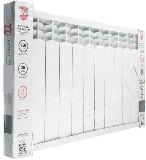 Радиатор Royal Thermo секционный Revolution Bimetall 500-12 биметаллический, кол-во секций: 12