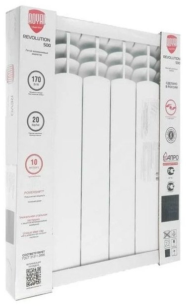 Радиатор Royal Thermo секционный Revolution Bimetall 500-6 алюминиевый, кол-во секций: 6 купить,67000