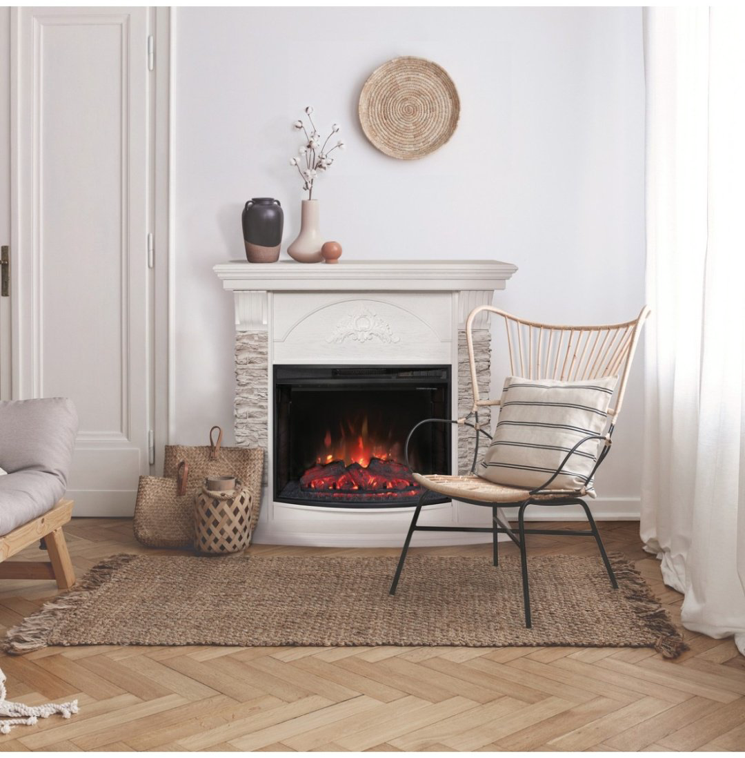 Электрокамин Real Flame Athena 25/25,5 WT с очагом Evrika 25,5 (985х1080х400, МДФ, айвори) купить,795000