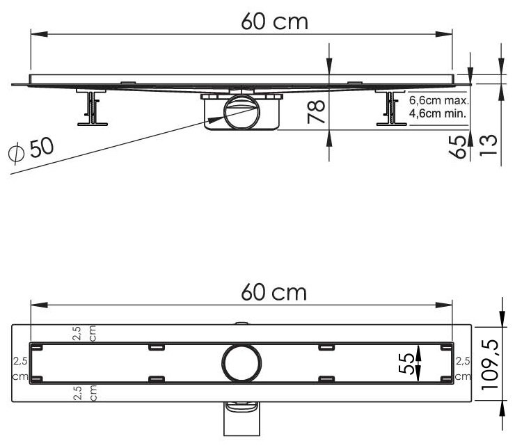Vincea трап 605.60.P.DUZ (109.5х60 см) купить,NaN