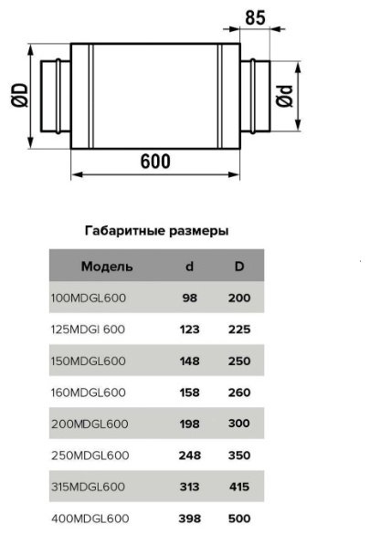 Эра шумоглушитель 100MDG L600, D100