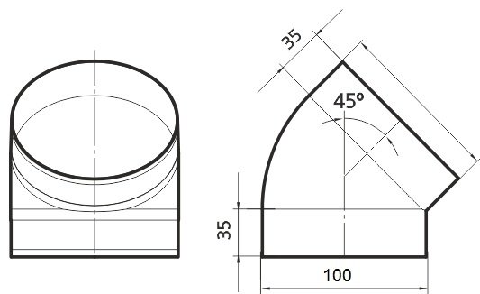 Эра колено воздуховода 10ККП 100 мм