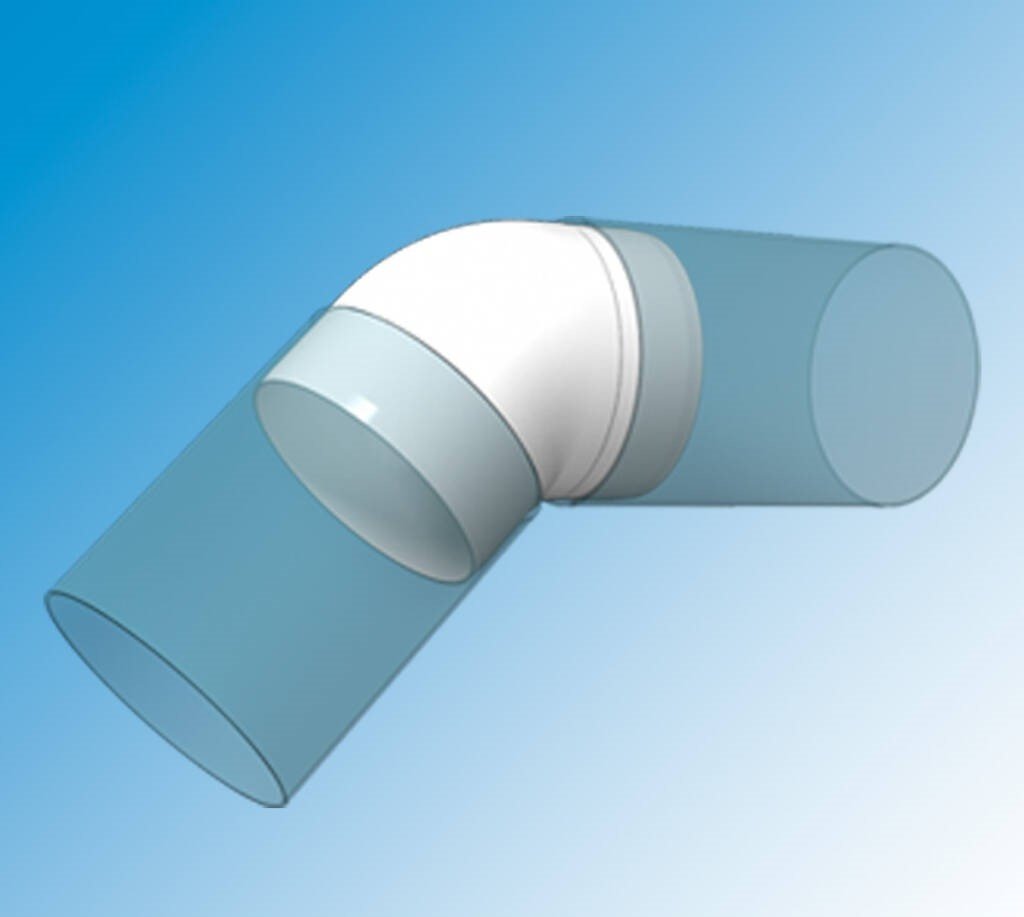 Колено воздуховода ЭРА D125