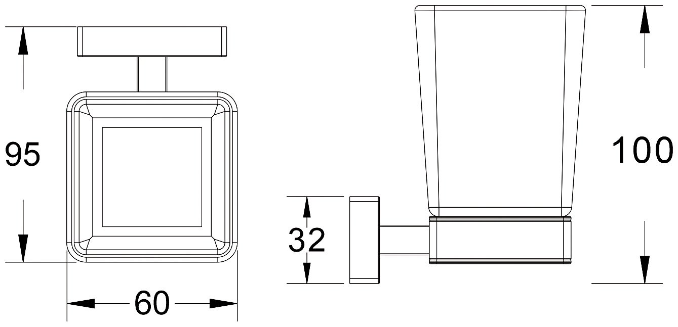 KABINKA.KZ стакан SG5612G 1 шт, нержавеющая сталь, стекло