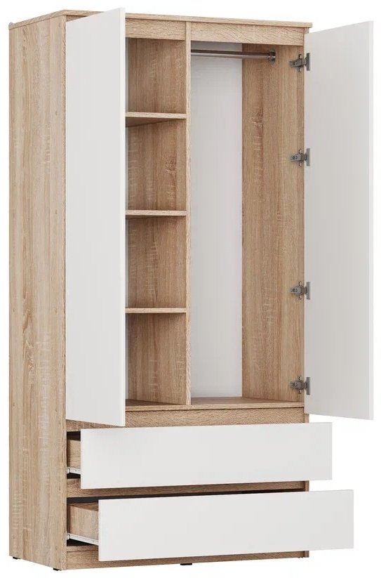 Распашной шкаф Ваша Мебель Сити ШРК-02, 90x180х50 см, белый, коричневый купить,NaN