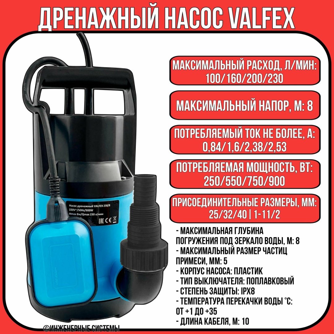 Насос погружной VALFEX 200/8