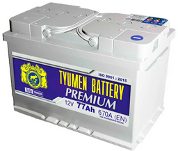 Аккумулятор Tyumen 6CT77L Premium 77 Ач прямая