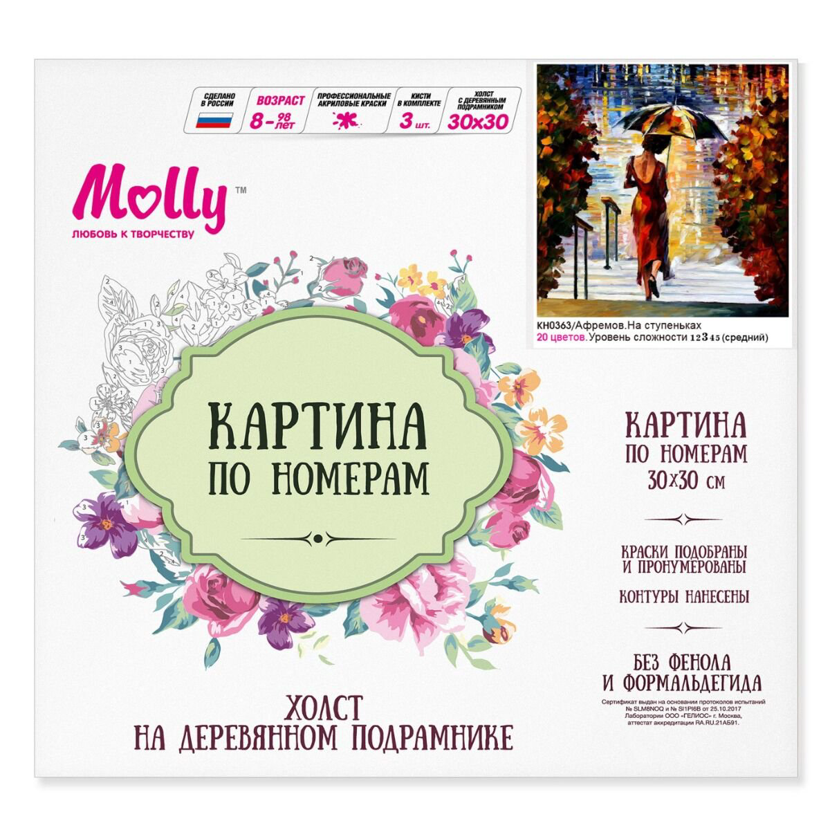 Картина по номерам Molly На ступеньках 30х30 20 цветов купить,NaN