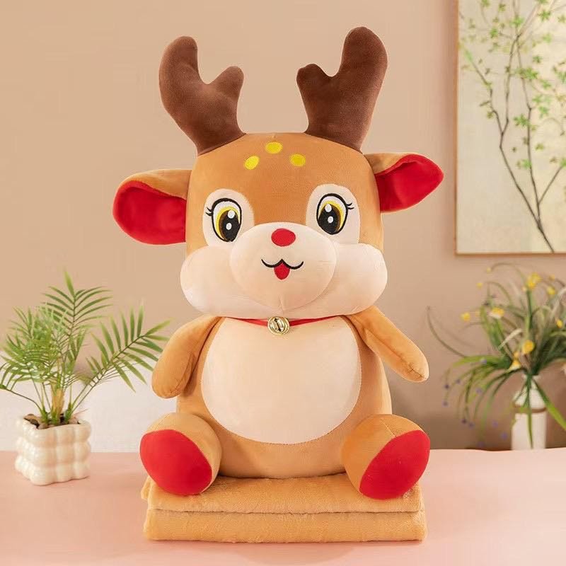 Игрушка-плед Дед мороз,олень, 50 см